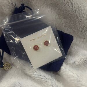 Tory Burch Red and Gold Stud Earrings
